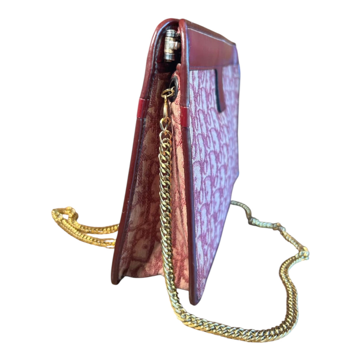 Christian Dior Burgundy Trotter Monogram Chain Shoulder Bag