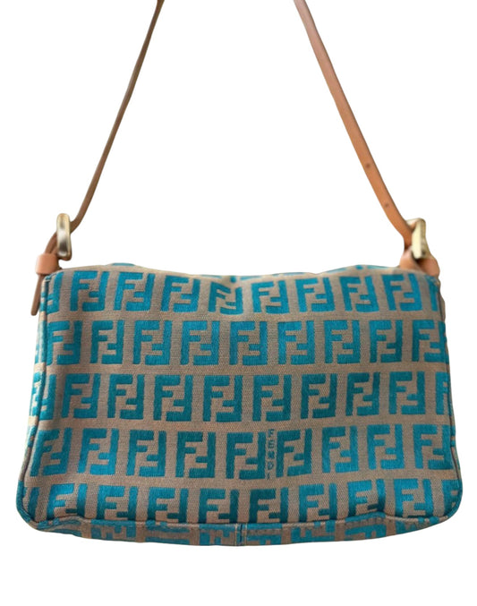 Fendi Blue Zucca Baguette Bag