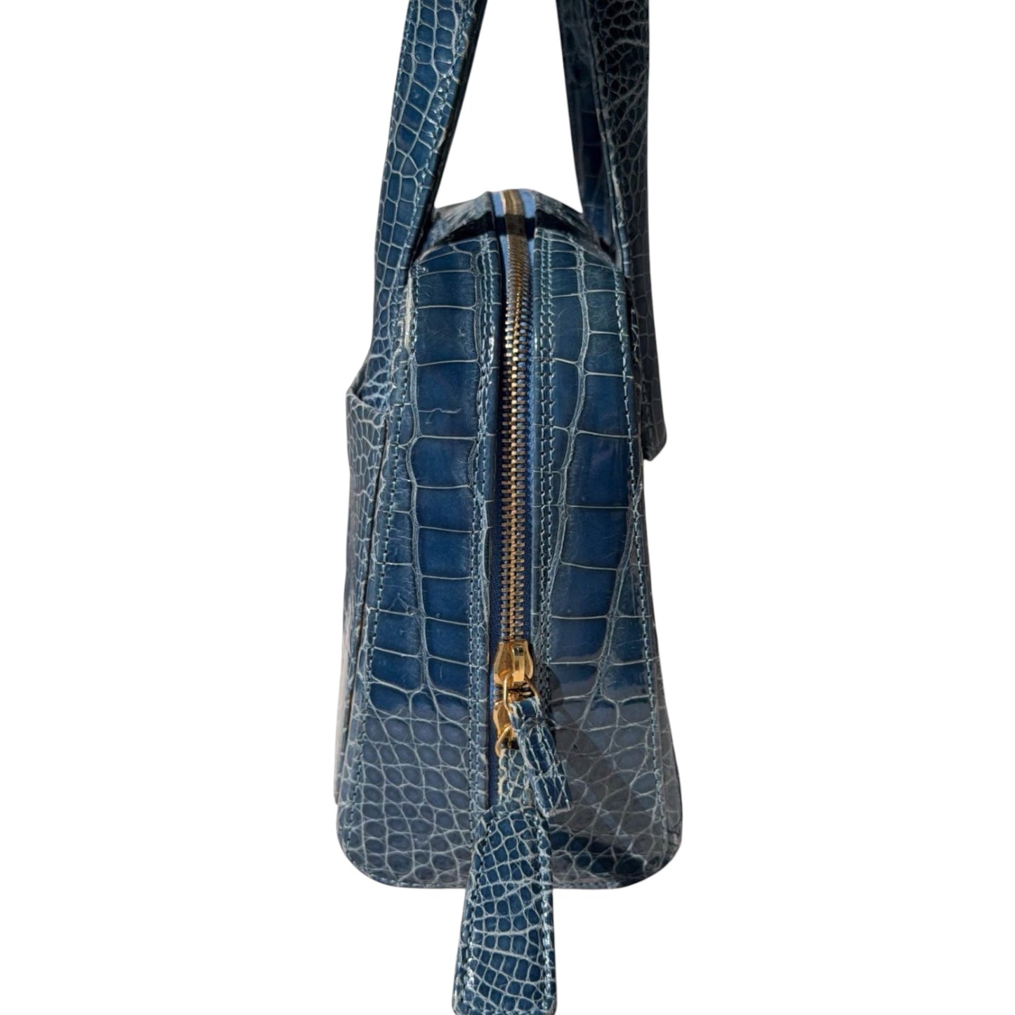 Chanel Blue Crocodile Top Handle Bag