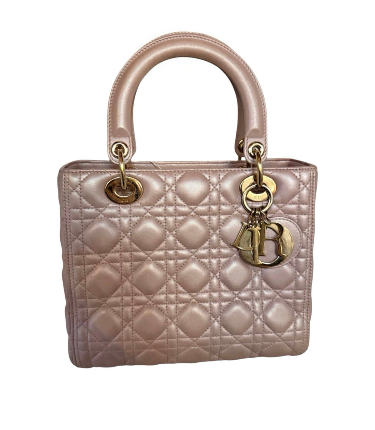 Dior Metallic Pink Cannage Lady Dior Bag
