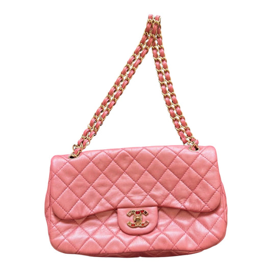 Chanel Precious Jewel Flap Bag Pink Lambskin Leather