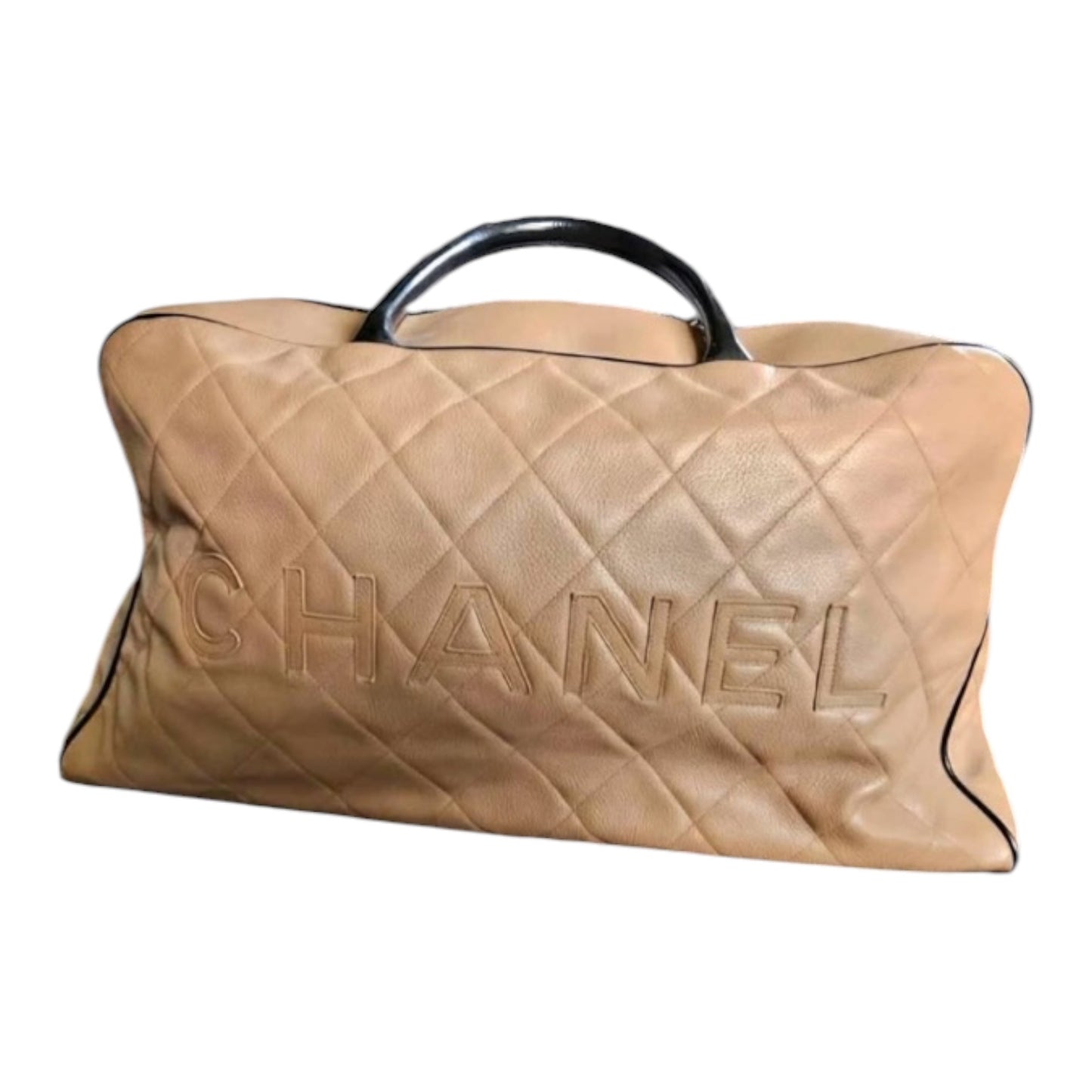 Chanel XL Quilted Logo Leather Duffle Bag