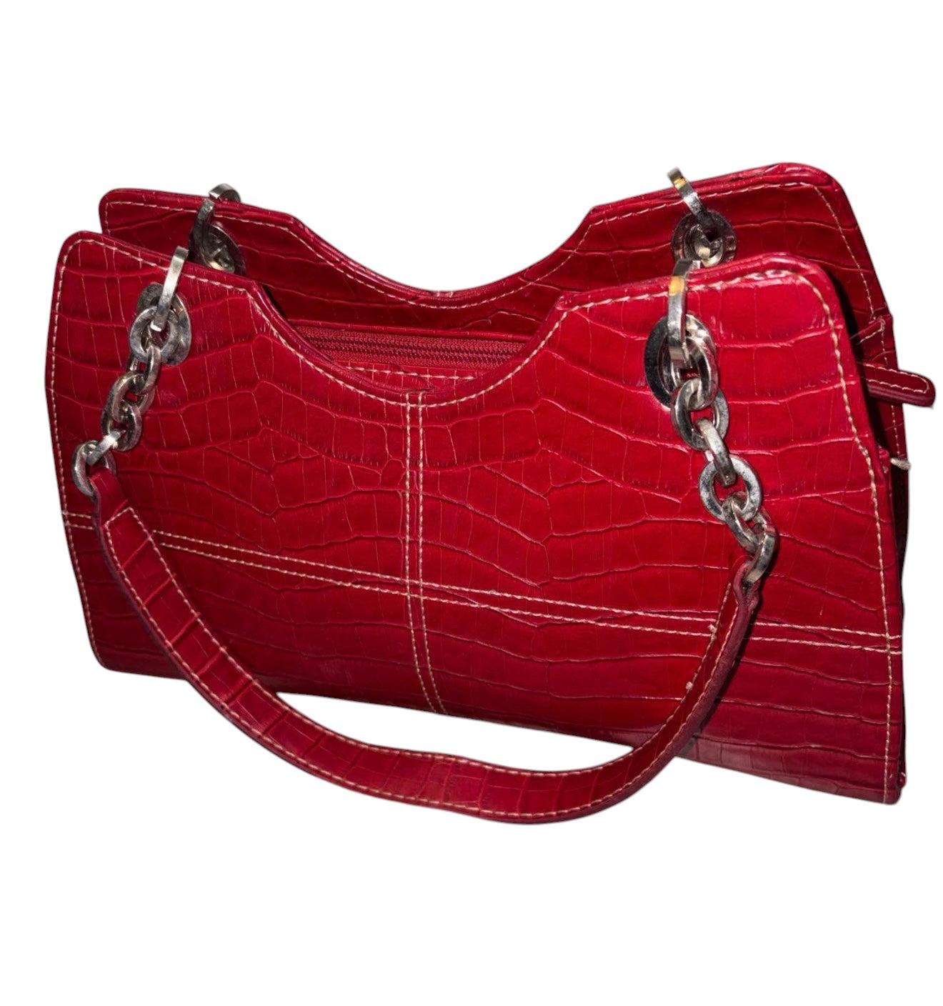 Prada Milano Croc Embossed Leather Shoulder Bag