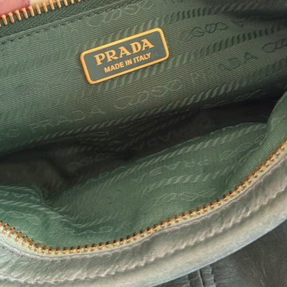 Prada Olive Green Leather Shoulder Tote
