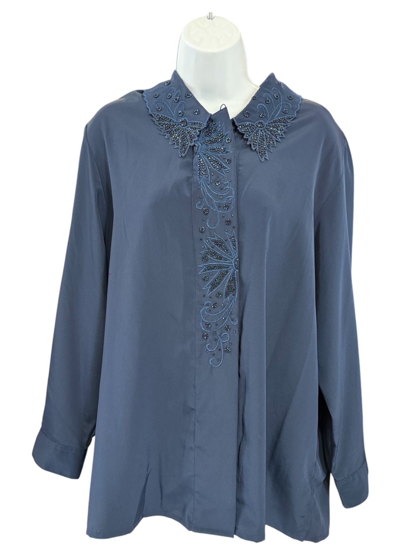 Vintage Le Findy Beaded Embroidered Blouse