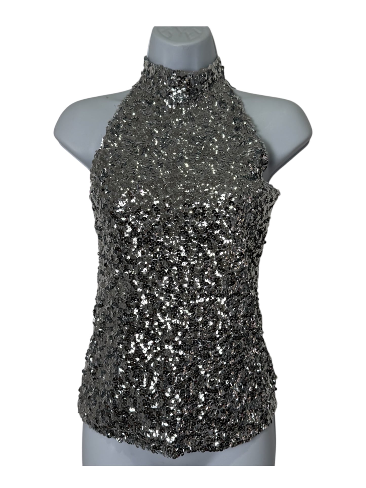 Vintage Alexandra Collection Silver Sequin Halter Top