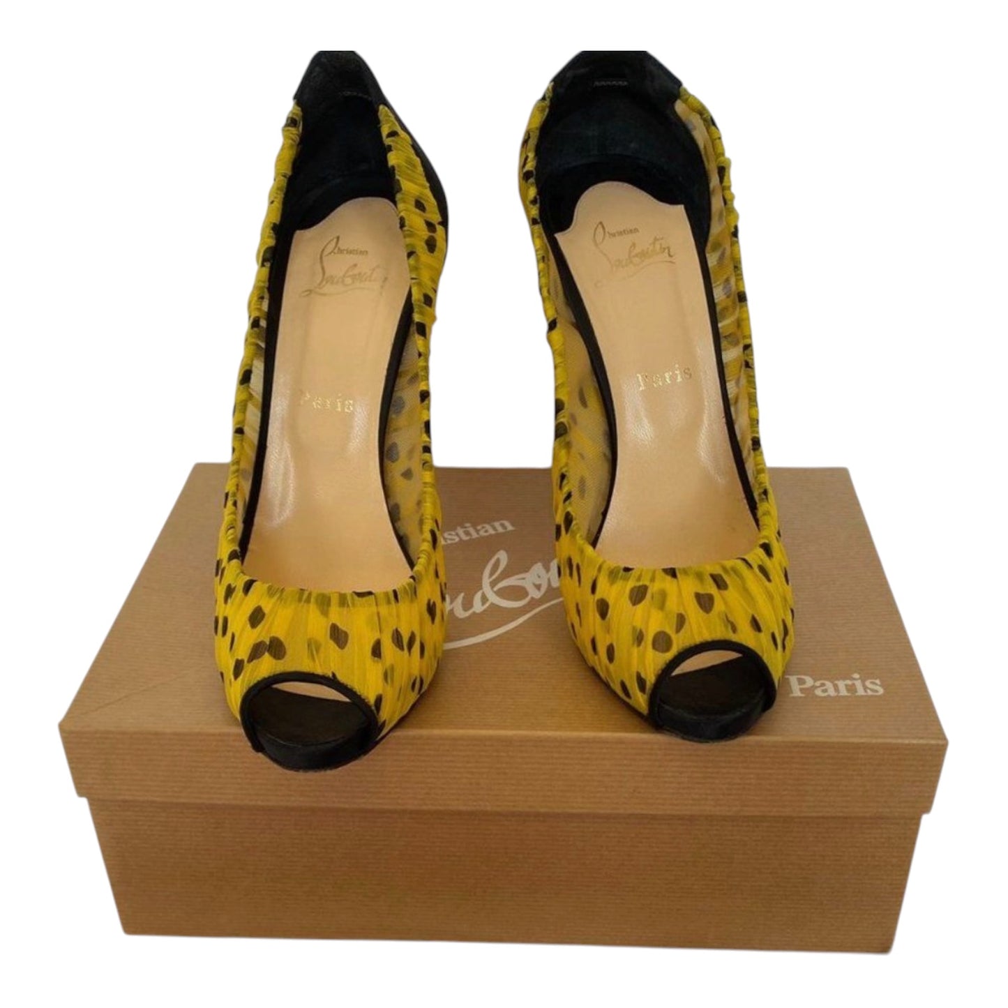 Christian Louboutin Paris Sienne Plato 120 Polka Dot Tulle Peep-Toe Pumps