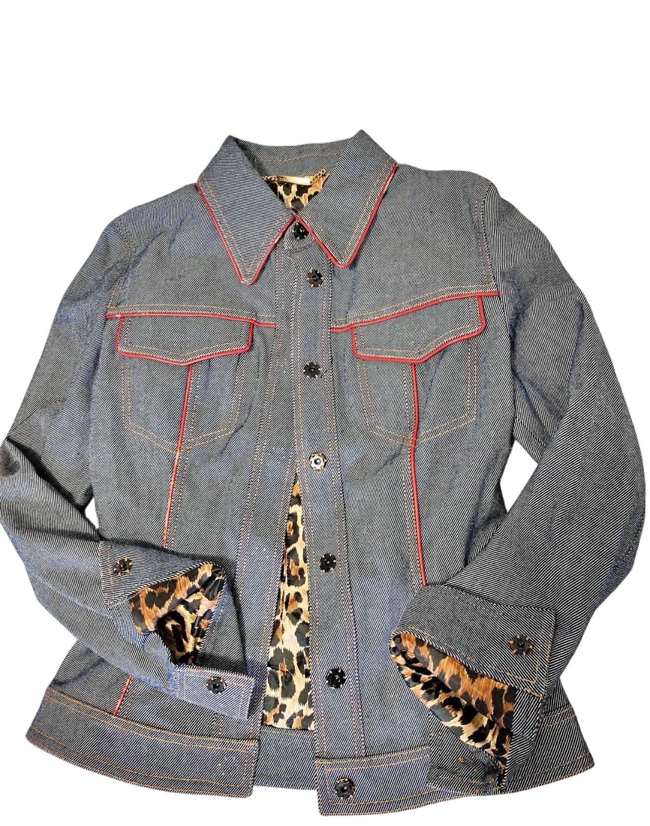 Y2K Dolce & Gabbana Leopard Lined Fitted Denim Jacket