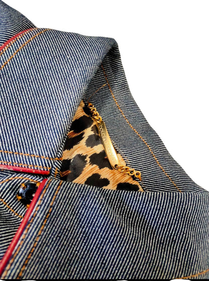 Y2K Dolce & Gabbana Leopard Lined Fitted Denim Jacket