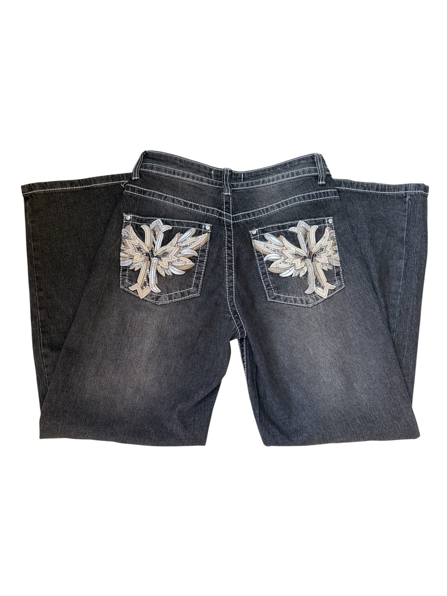 Y2K Rhinestone Wing Denim Jeans