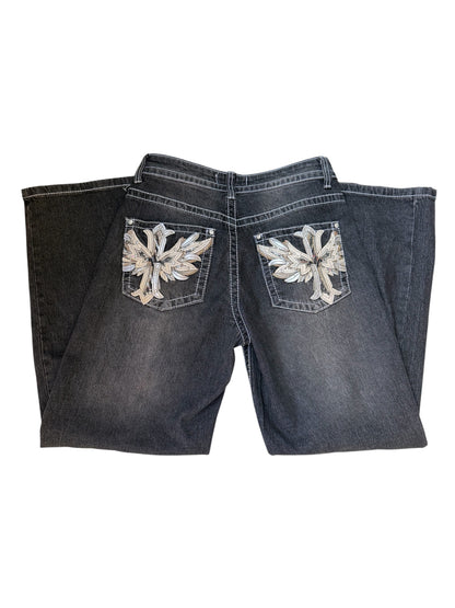 Y2K Rhinestone Wing Denim Jeans