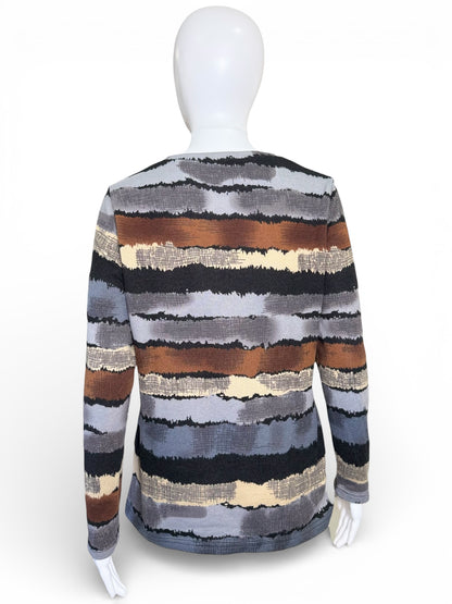 Y2K Cherry Rose Striped Long Sleeve Knit Top