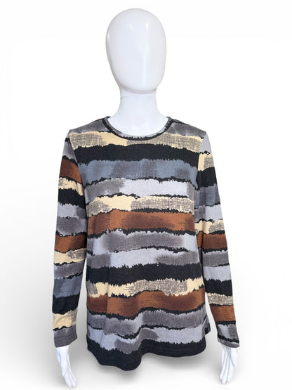 Y2K Cherry Rose Striped Long Sleeve Knit Top