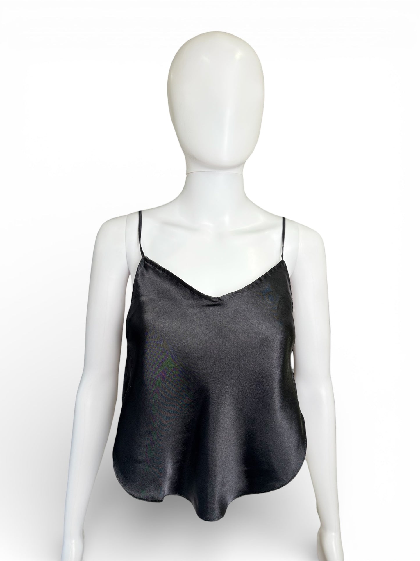 Y2K Black Satin Cami Top