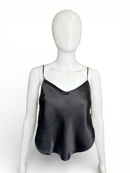 Y2K Black Satin Cami Top