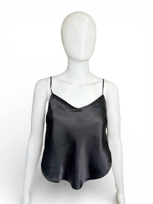 Y2K Black Satin Cami Top