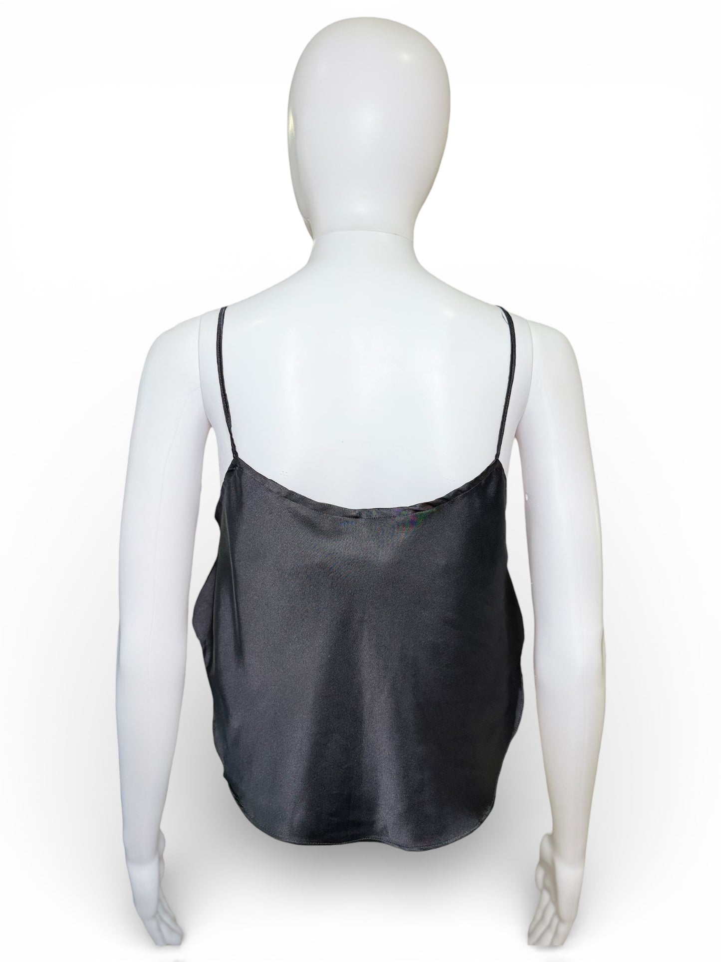 Y2K Black Satin Cami Top