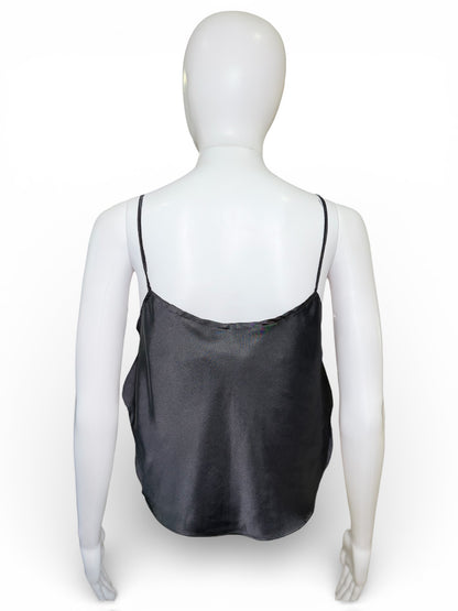 Y2K Black Satin Cami Top