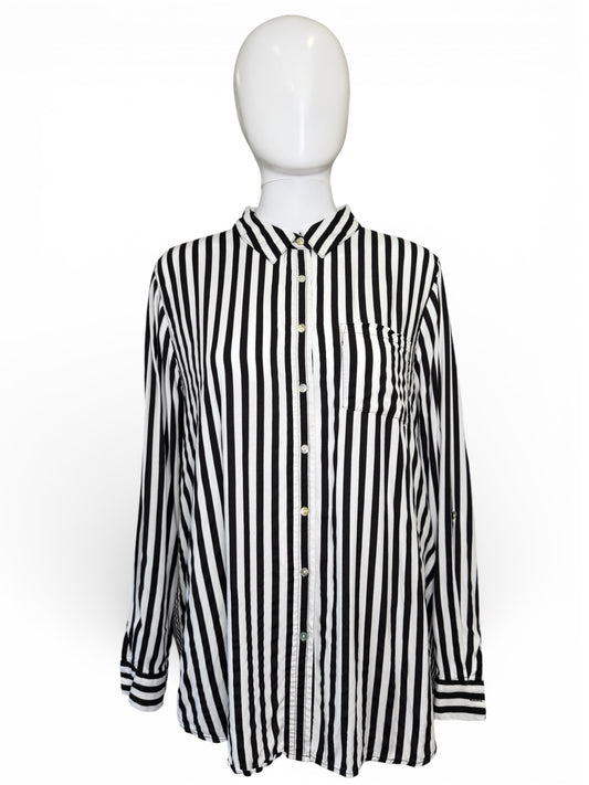 Vince + Delancey Striped Button-Down Blouse